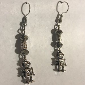 Robot Alloy Glass Earrings